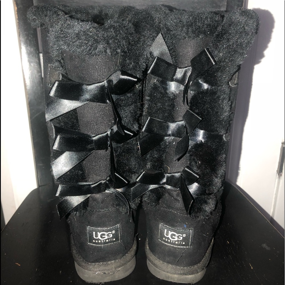 Tall Black Bailey Bow Uggs